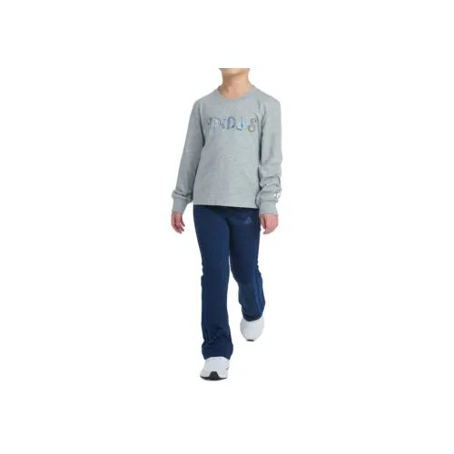 Adidas Повседневная спортивная одежда Длинный рукав Графический Heather Tee FLARE Брюки Комплект 2 предмета Детский