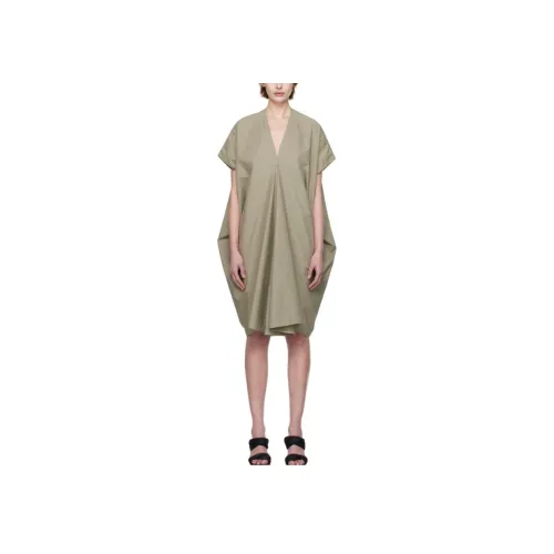 RICK OWENS Зеленое Женское Короткое Платье с Рукавами