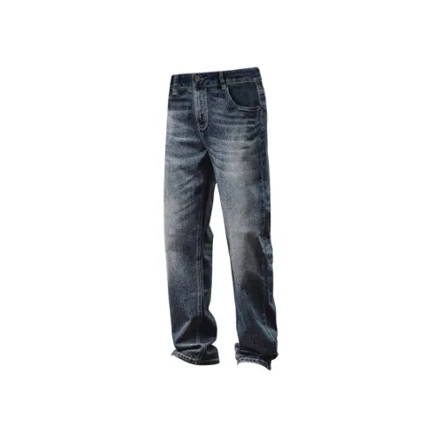 JEEP Свободный крой Облегающий Микро Эластичный Универсальный Прямой крой MID Шов Джинсы Унисекс Мужской