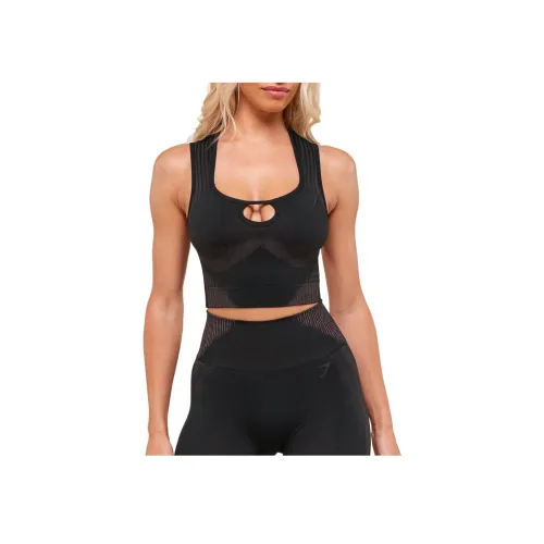 GYMSHARK Черные Женские Спортивные Майки Без Рукавов