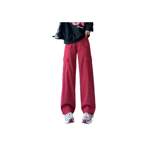 Tonlion Гранатовый красный Женские Повседневные Брюки