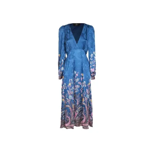ETRO Синий Женские Длинные Платья с Рукавами