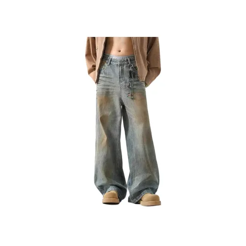 BQODQO Синие Унисекс Джинсы