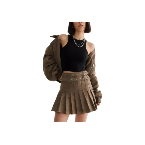 NASTY GAL Потертый искусственный кожа с оборками кожаная короткая юбка женская коричневый