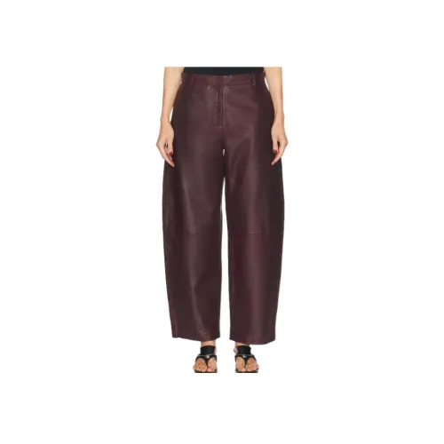 ST. AGNI Кожаные брюки женские коричневые