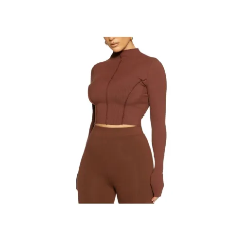 NAKED WARDROBE Шоколад Женские Короткие Топы