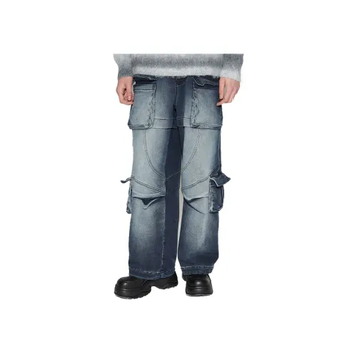 VANN VALRENCÉ Джинсы Унисекс Джинсовый Синий