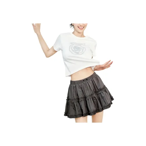 Nick Nicole Модный Рюш Mini Skirt_CHARCOAL Повседневные короткие юбки Женские