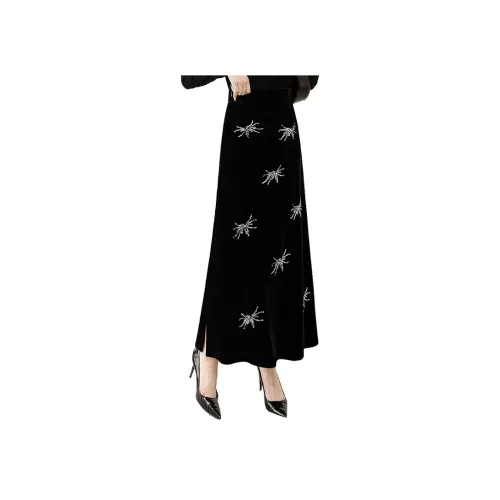 Cypress House Повседневный Длинный Юбка Женские Черный