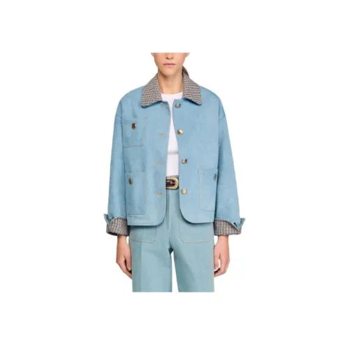 SANDRO Джинсовый синий Женские джинсовые куртки