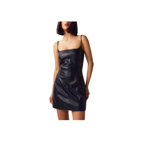 NASTY GAL Искусственная кожа Strappy Мини Платье Slip Платье Женское Черное