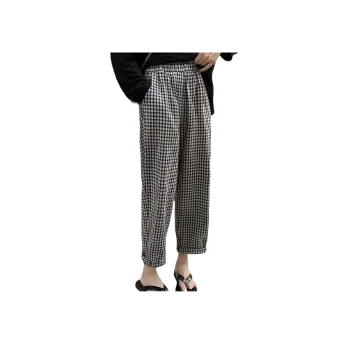 LANMOU D9003 Черный Белый Клетка Женские Повседневные Штаны