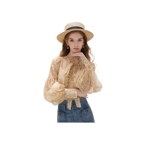JORYAweekend Freesia Желтые Женские Шифоновые Рубашки