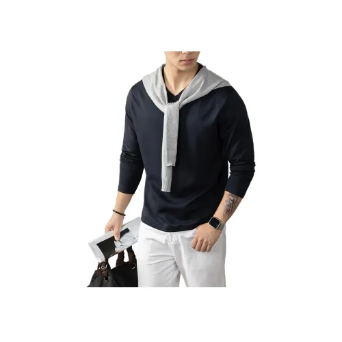 PERDONTOO V-образный вырез длинный рукав мужская рубашка