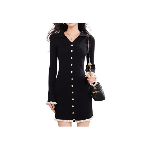 Cotton Zhiximeng Live Длинное платье с длинными рукавами женское