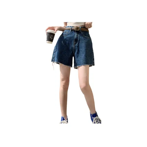 NANING9 Джинсовые шорты Женские Темно-синий