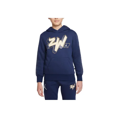 Джордан Big Детский Мальчики Пуловер Толстовка Толстовка Детский Полночь Морской синий