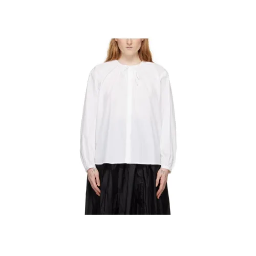 AMOMENTO SS24 Shirred Blouse Рубашка Женская Белая Белый