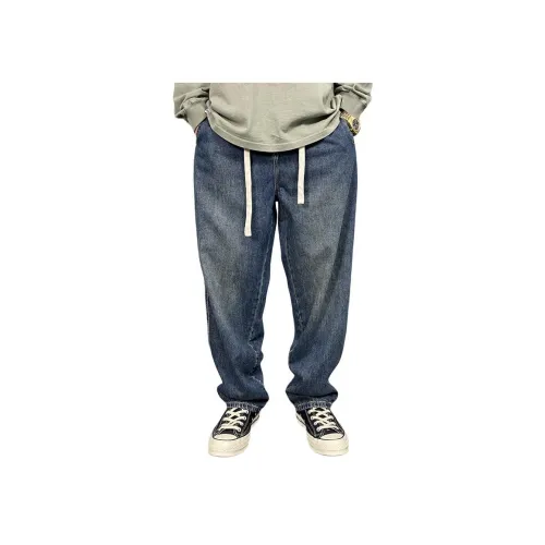 ZHANDASHUAI Темные Ностальгические Синие Унисекс Джинсы