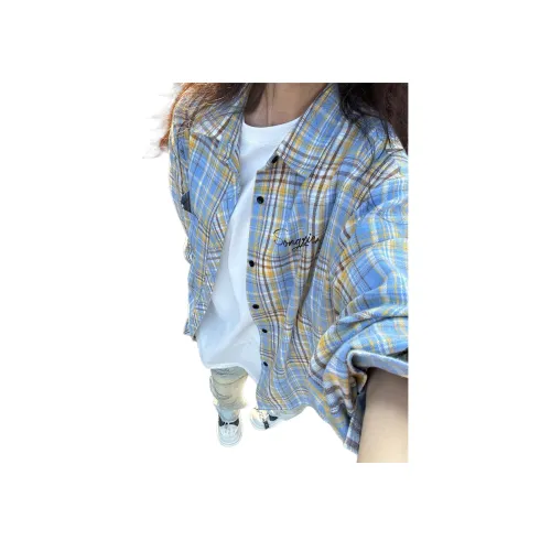 SONGXIER Желтая клетка Унисекс Рубашки