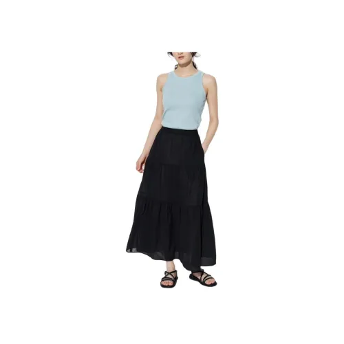 UNIQLO Повседневная длинная юбка женская черная