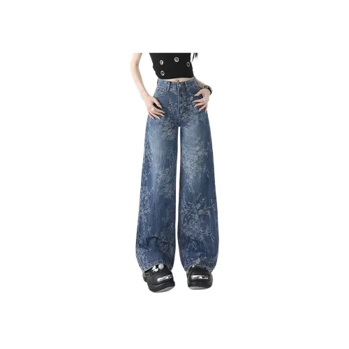 ACHIEVE ACHV Цветочный Бирюзовый Женские Джинсы