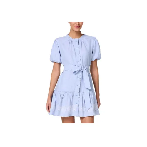 Kate Spade Qutlel Коллекция SS25 Короткий рукав Платье Женское Синее