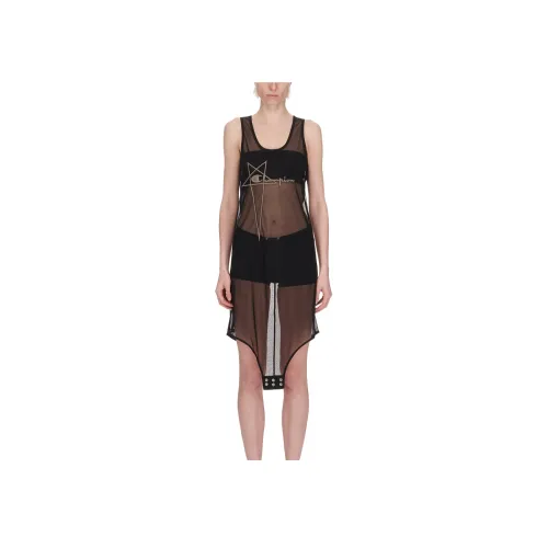 RICK OWENS Champion Co Branded Edition Черное Женское Платье без рукавов