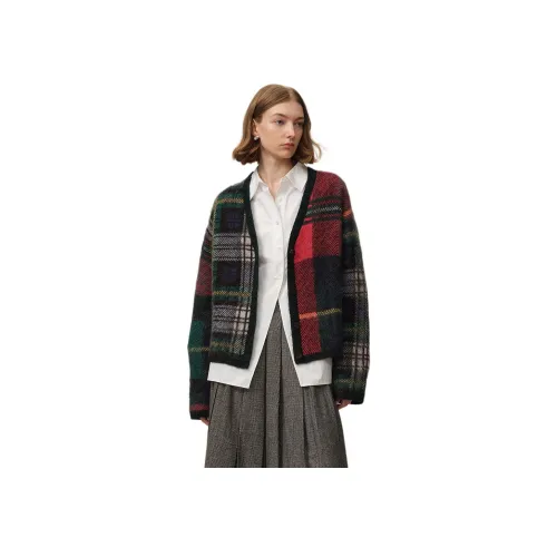 FABRIQUE Зеленый клетчатый узор Женский трикотаж