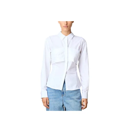 GLASSONS Поплин Плиссированный Верхний обхват груди Блоуза Рубашка Женская