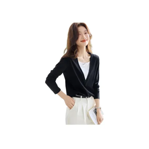 MOHANYIMEI Черные длинные рукава женские T-рубашки