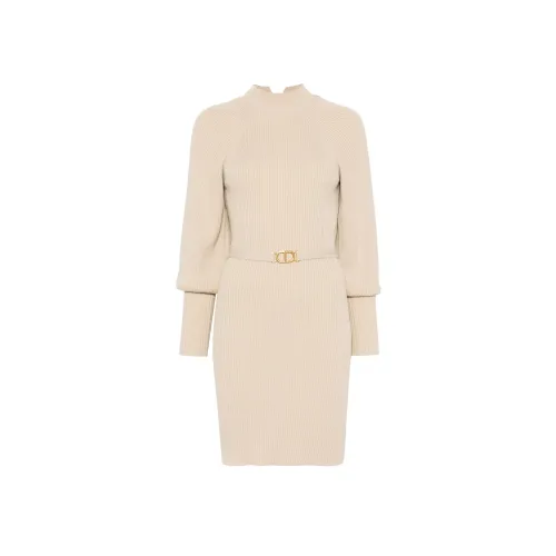 TWINSET Milano FW24 Длинное платье с длинным рукавом женское бежевый