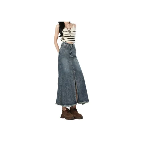 FOREVER 21 Винтажные синие женские джинсовые длинные юбки