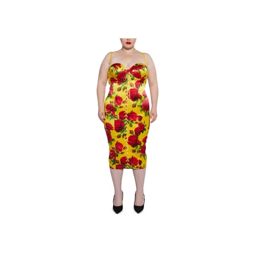 Dolls Kill Sugar Thrillz Плюс Романтический Getaway Платье-миди Slip Платье Женские Желтый Желтый