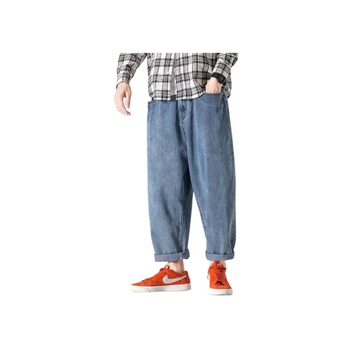 DINGFENGBAOLUO Джинсы Унисекс Деним Синий