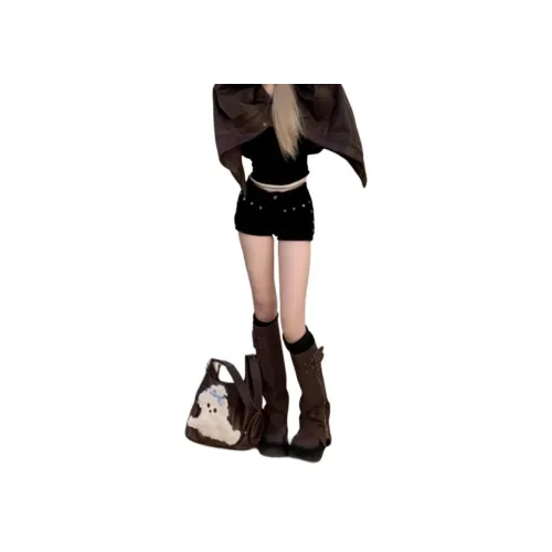 MUCCHIC Черные Женские Джинсовые Шорты