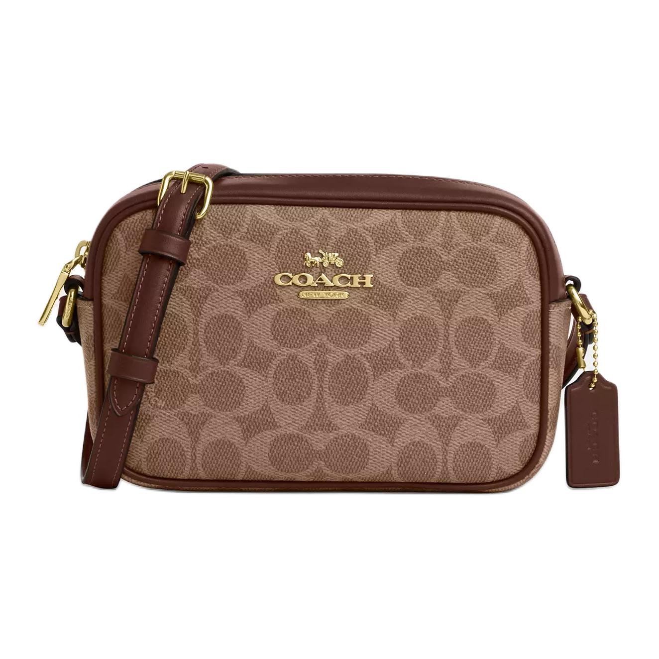 COACH Jamie Coated Canvas Camera Bag, Crossbody Bag, Shoulder Bag Small Women's Tan & Brow