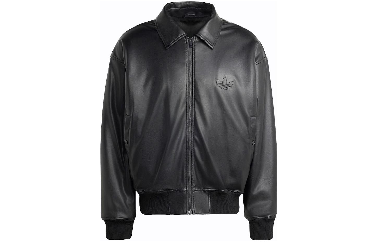 Adidas Originals Leather Jacket Men's Black S - ДЭВУ (Poizon)