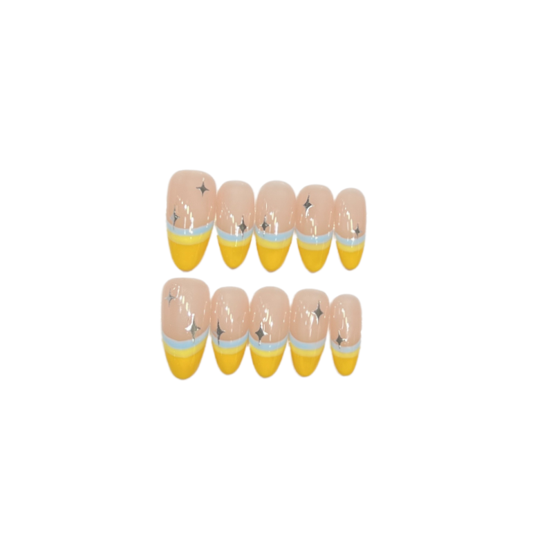JIDUOMENG Исландский Манго Handcrafted False Nail Стиль Instagram Милый Тройной Layer Французские Накладки для Ногтей — фото 2