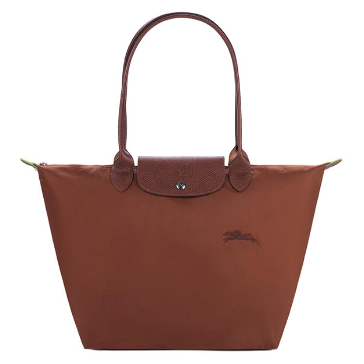 LONGCHAMP Le Pliage Green Canvas With Leather Dumpling Bag Handbag, Shoulder Bag Large Wom