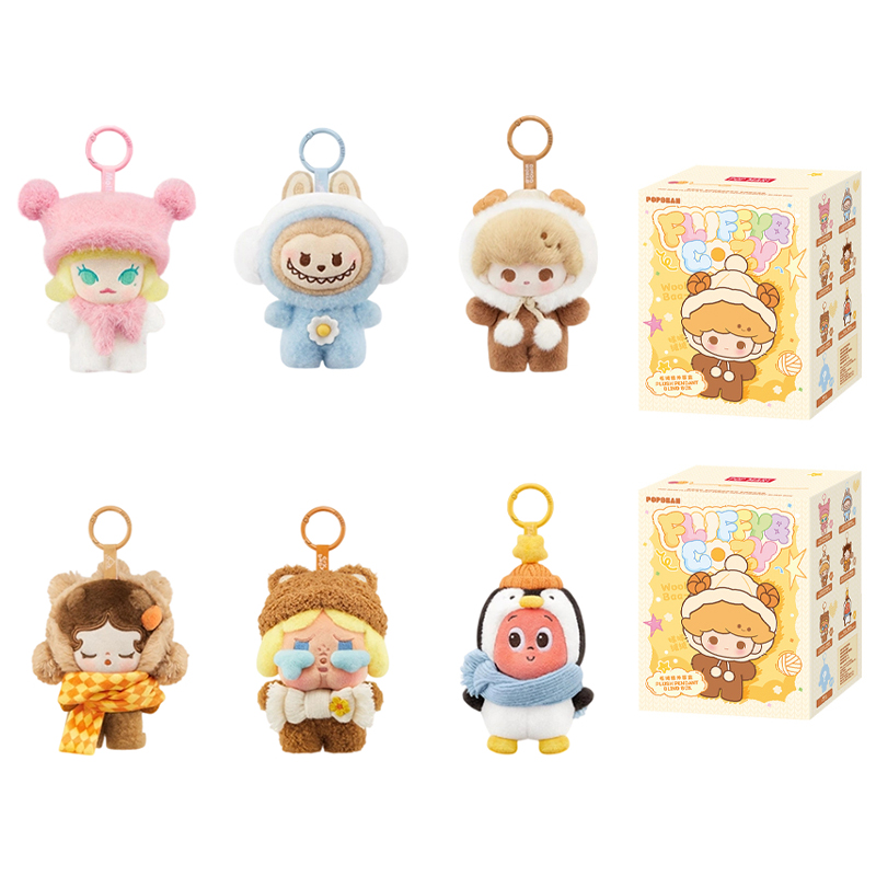 POP MART Fluffy Collection Пузырьки Милый стиль Particles Брелок Слепые коробки 1 слепой бокс Целая коробка 6 шт — фото 1