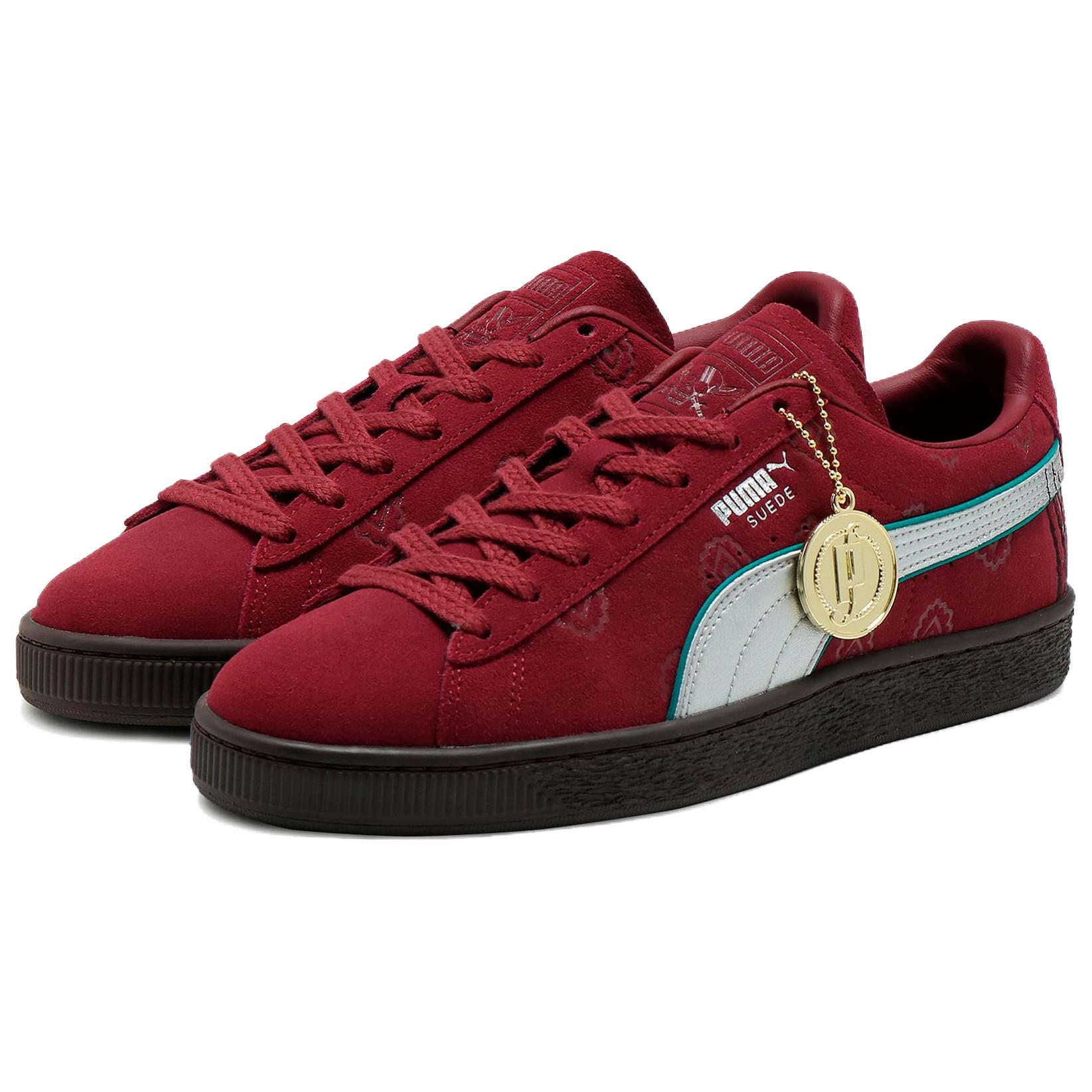 One Piece x PUMA Искусственная замша Амортизация Износостойкие Низкие Кроссовки для скейтбординга Унисекс Бордовый — фото 3