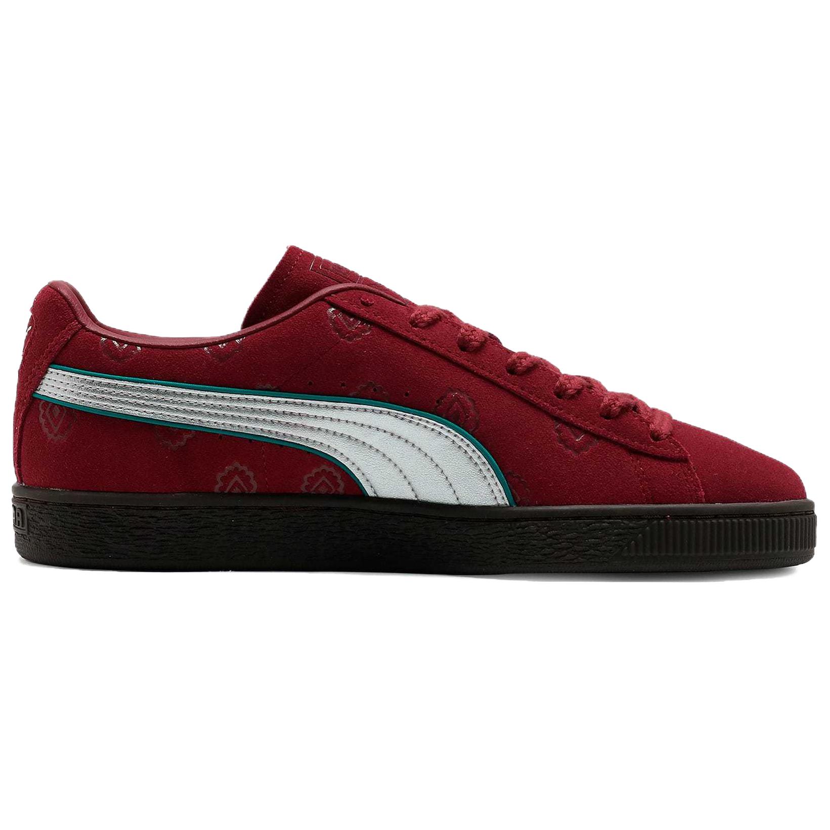 One Piece x PUMA Искусственная замша Амортизация Износостойкие Низкие Кроссовки для скейтбординга Унисекс Бордовый — фото 2