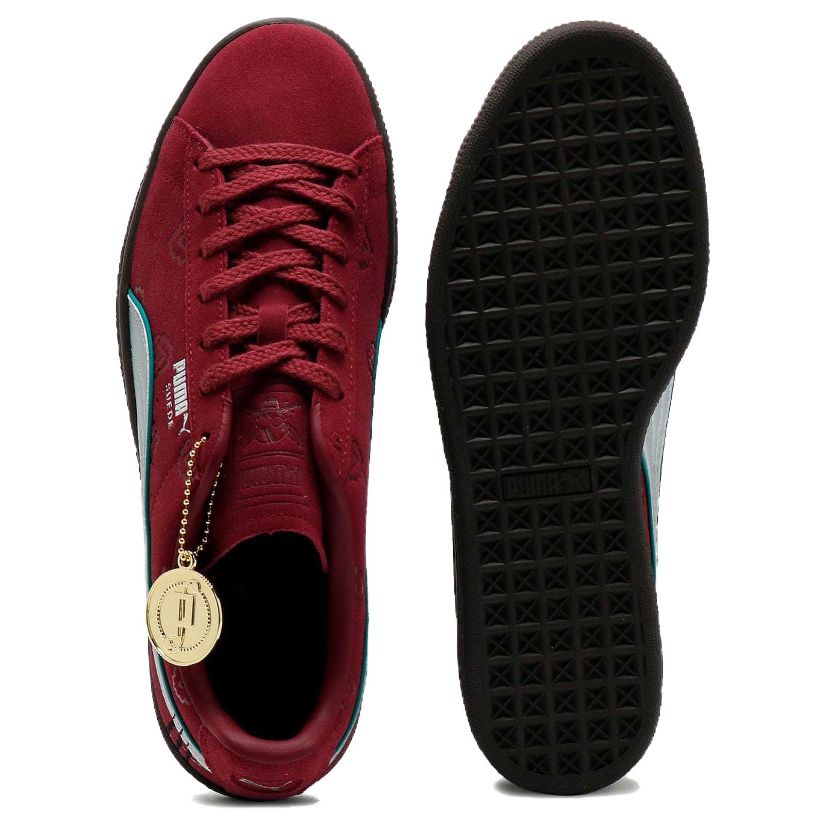 One Piece x PUMA Искусственная замша Амортизация Износостойкие Низкие Кроссовки для скейтбординга Унисекс Бордовый — фото 4
