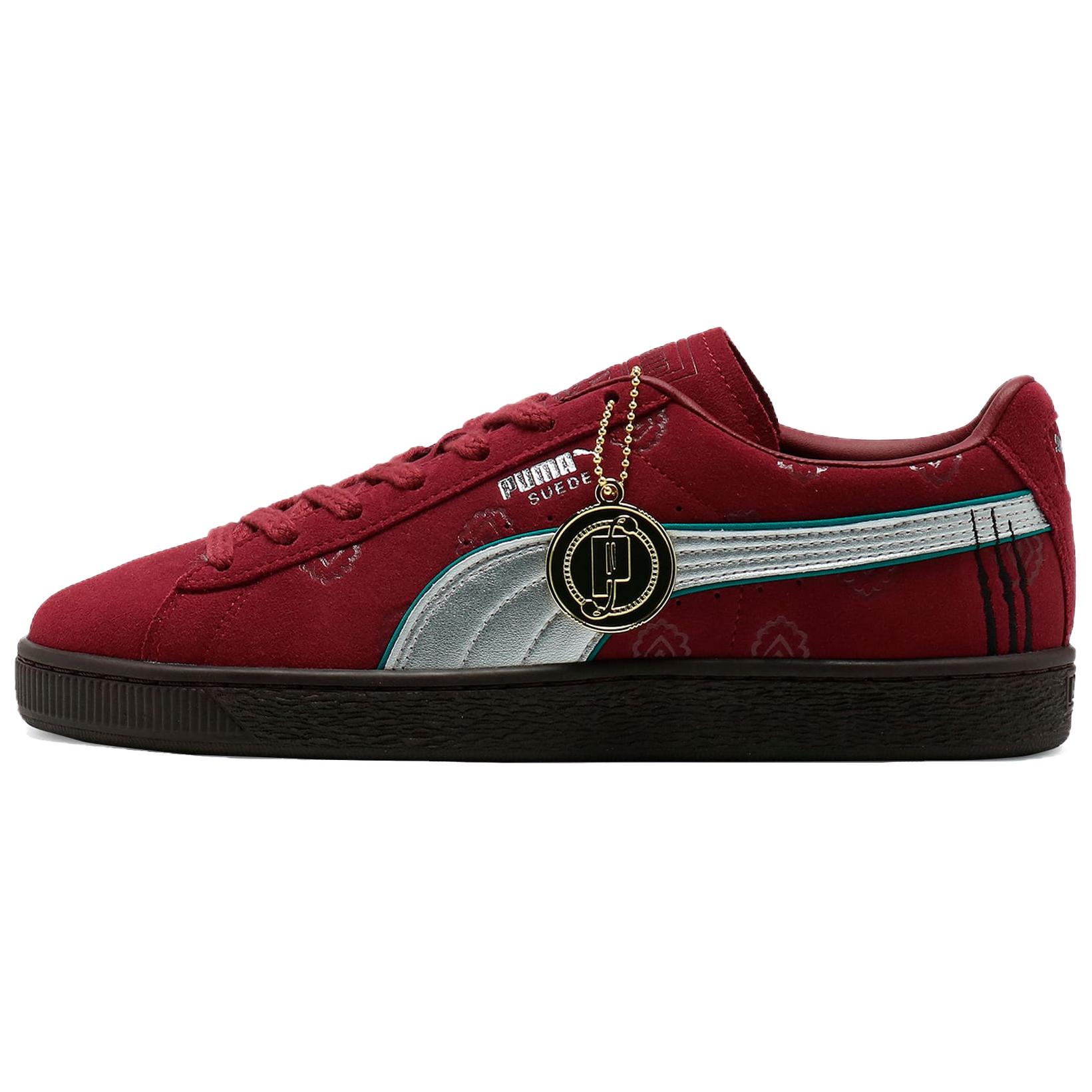 One Piece x PUMA Искусственная замша Амортизация Износостойкие Низкие Кроссовки для скейтбординга Унисекс Бордовый — фото 1