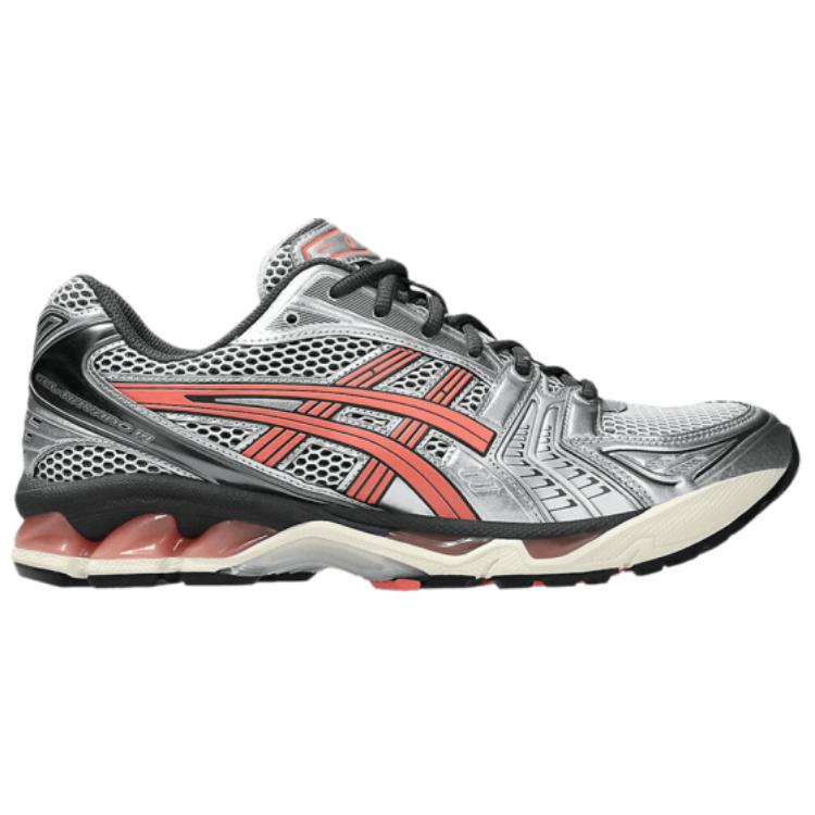 Asics Gel Kayano 14 Трендовые Износостойкие Низкие Кроссовки для Бега Мужские Серебристо-Белые — фото 2