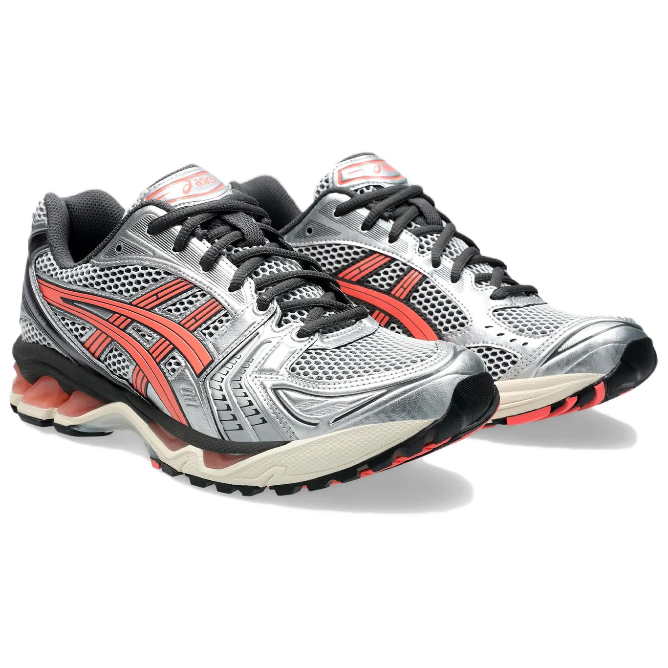 Asics Gel Kayano 14 Трендовые Износостойкие Низкие Кроссовки для Бега Мужские Серебристо-Белые — фото 3