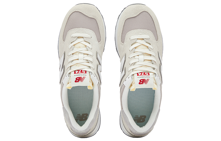 New Balance NB 574 Текстиль Замша Весенний Летний Низкий Верх Повседневная Обувь Унисекс Белый — фото 4
