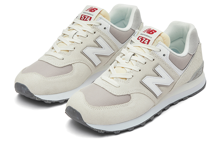 New Balance NB 574 Текстиль Замша Весенний Летний Низкий Верх Повседневная Обувь Унисекс Белый — фото 3