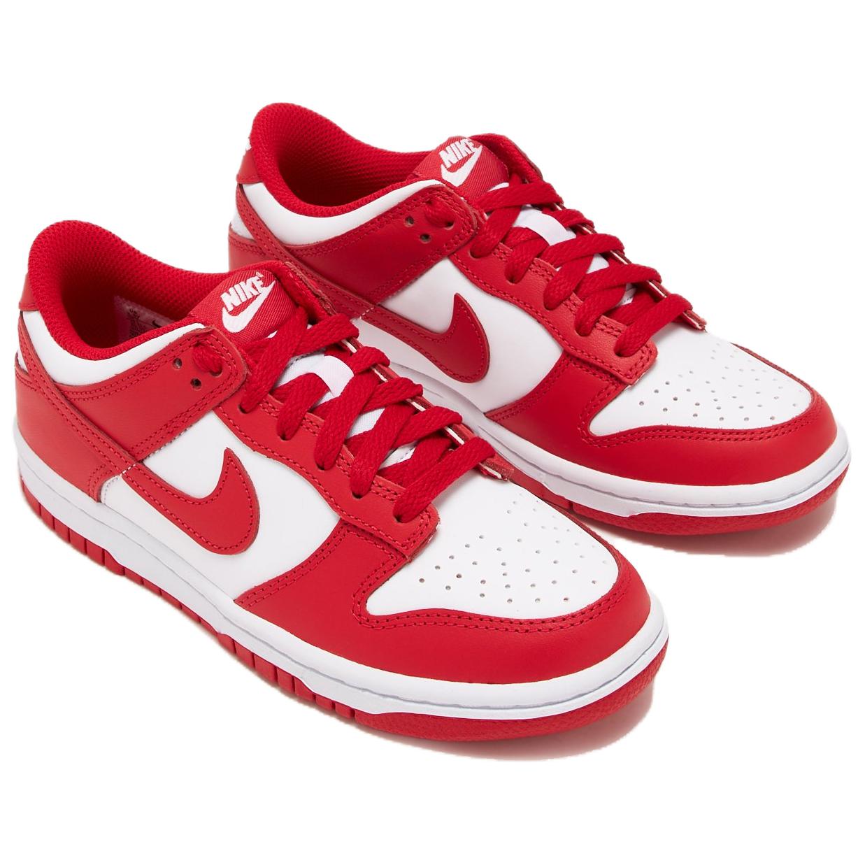 Nike Dunk кожа низкий топ скейтборд обувь красный белый унисекс — фото 4